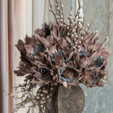 Beige & Blue Sunflower Faux Flower