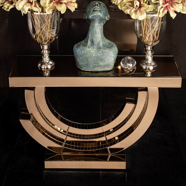 Arcus Brown Mirror Console Table
