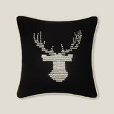 Stag Black Embellished Cushion