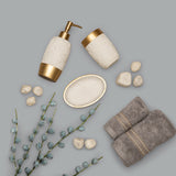 Damask White & Gold Ceramic Bath Set