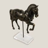 Saddle Black Horse Resin Sculpture