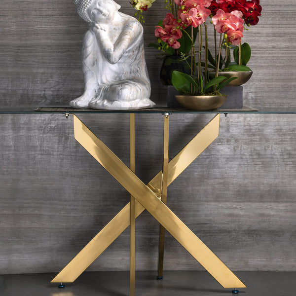 Trento Glass & Metal Console Table