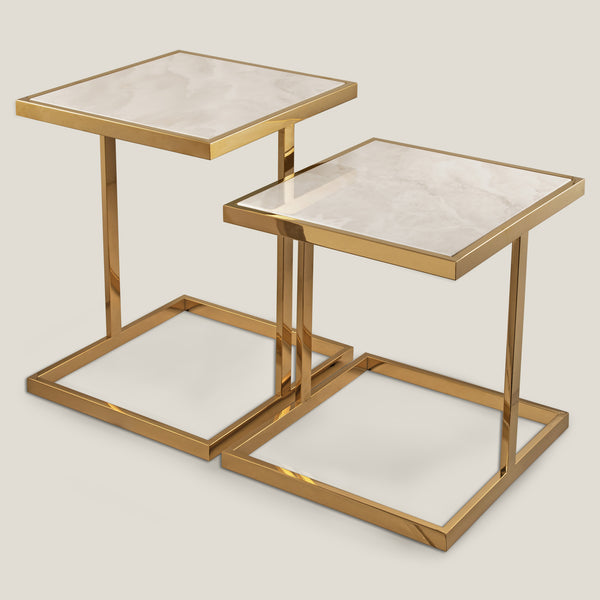 Bolzano Gold & White Side Table S