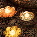 Floral Champagne Gold T-Light Floater