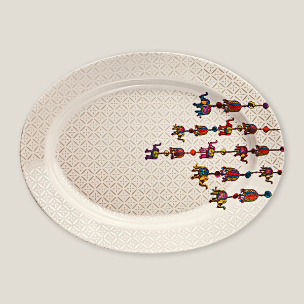 Kathputli Multi-color Oval Platter