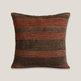 Coral-Grey Striped Cushion Cover