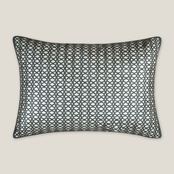 Safir Blue Faux Leather Cushion Cover