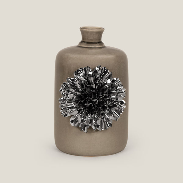 Floret Grey & Platinum Ceramic Vase