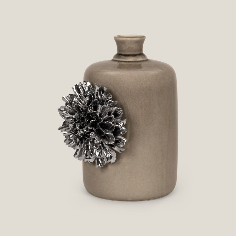 Floret Grey & Platinum Ceramic Vase