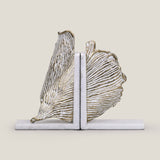 Ginkgo White & Brass Leaf Bookend