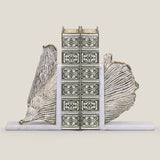 Ginkgo White & Brass Leaf Bookend