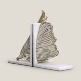 Ginkgo White & Brass Leaf Bookend