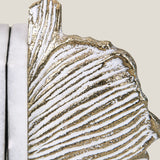 Ginkgo White & Brass Leaf Bookend