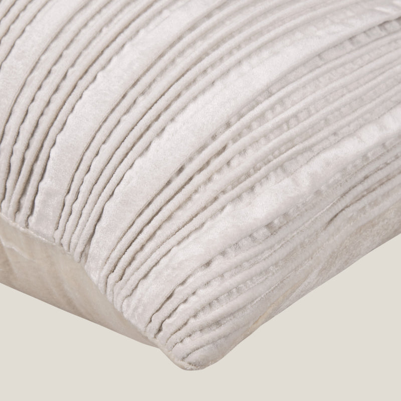 Bayan Off White Pleated Velvet Cushion Cover