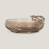 Twig Brown & Gold Glass Flat Decor Bowl