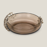 Twig Brown & Gold Glass Flat Decor Bowl