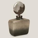 Crescent Olive Green & Aged Brass Jar L