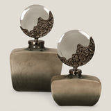 Crescent Olive Green & Aged Brass Jar L