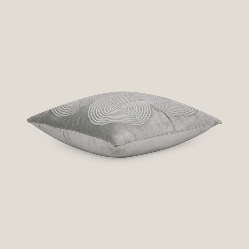 Jade Light Grey Emb. Velvet Cushion Cover