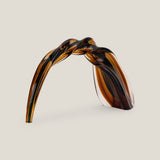 Prismatic Amber Crescent Glass Decor