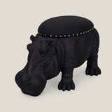 Hippopotamus Black Pouffe