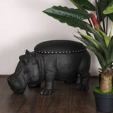 Hippopotamus Black Pouffe
