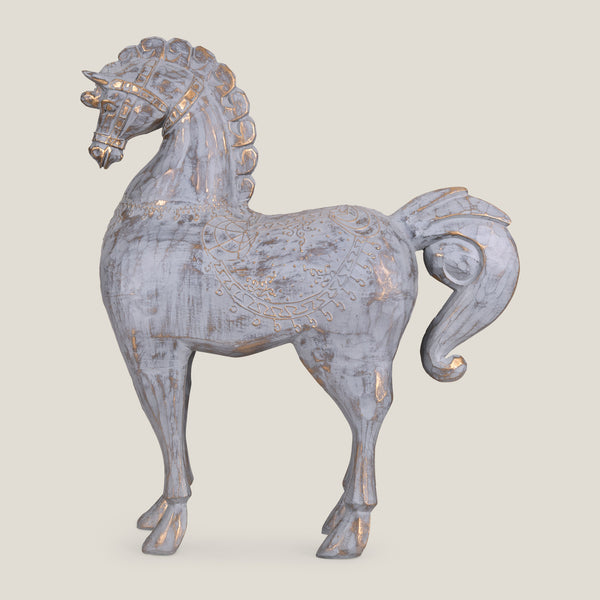 Oriental Grey Horse Sculpture L