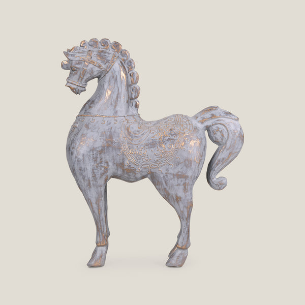 Oriental Grey Horse Sculpture S