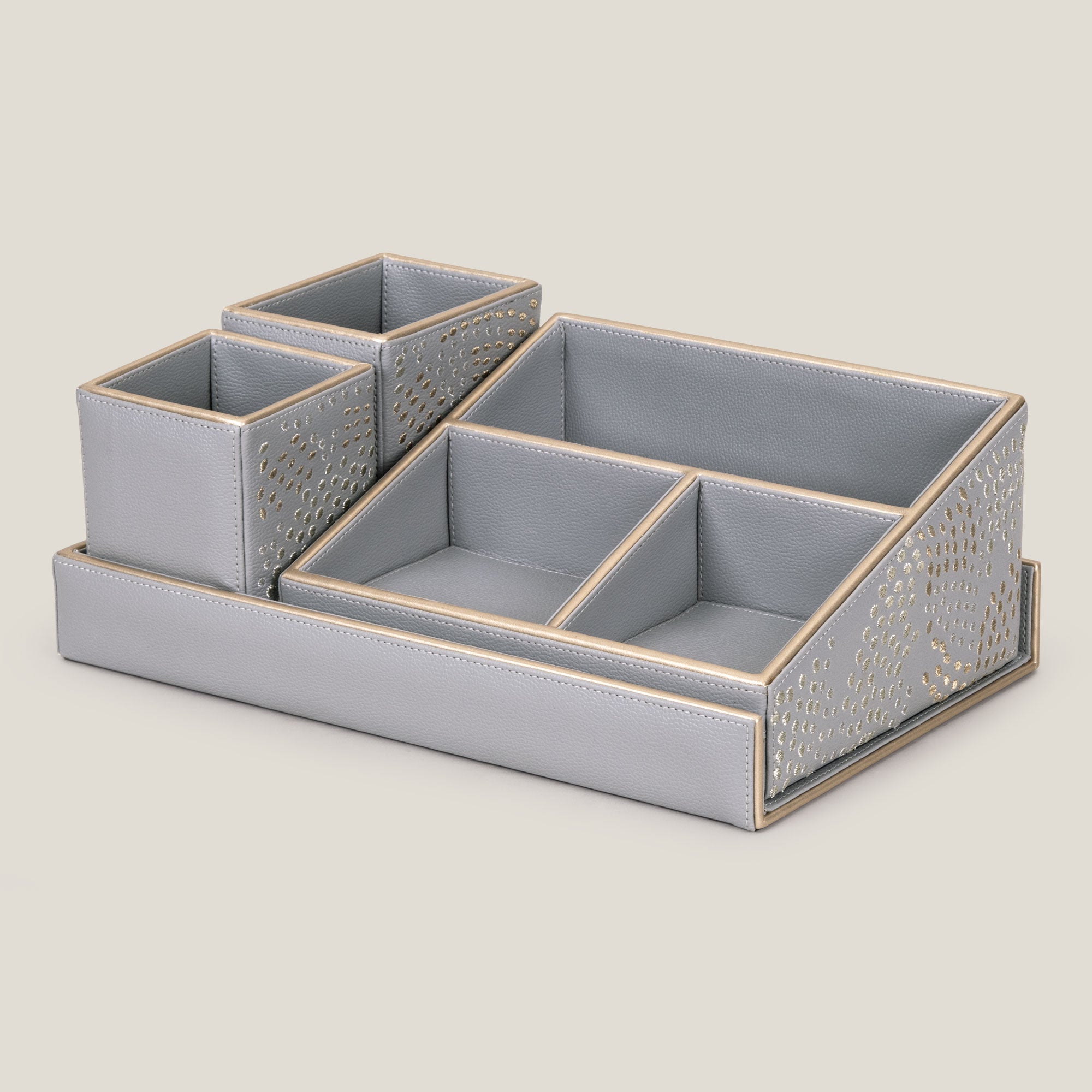 Buy Galaxy Grey Faux Leather Desk Set Online Address Home