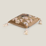 Lark Emb. Beaded Yellow Cushion Cover