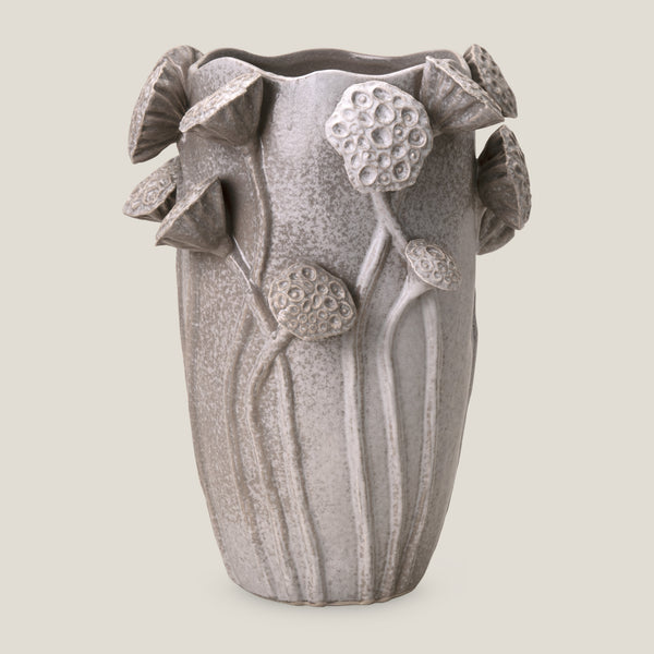 Lotus Pod Grey Ceramic Vase