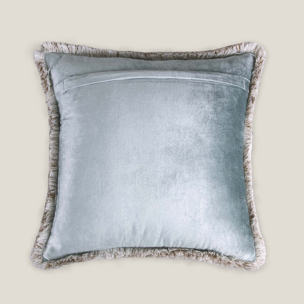 Flores Blue Emb. Velvet Cushion Cover