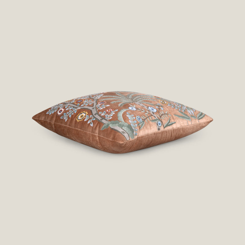 Lirio Orange Emb. Velvet Cushion Cover
