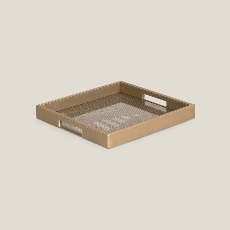 Pixel Dull Gold Square Serving Tray
