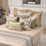 Alton Green & Off White Reversible Cushion Cover