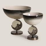 Crescent Olive Green & Aged Brass Decor Bowl S