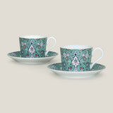 Tabriz Teal Cup & Saucer Set of 2