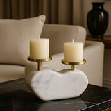 Laurel Off White & Gold Candle Holder