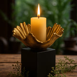 Bloomy Gold & Black Candle Holder