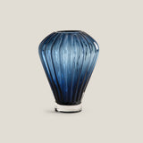 Striated Blue Glass Vase