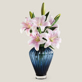 Striated Blue Glass Vase