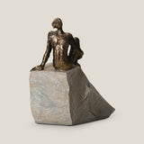 Musing Man Bronze & Grey Sculpture L