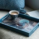 Crowned Pigeon Blue Printed Serving Tray