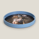 Pearl Earrings Blue Printed Serving Tray