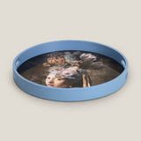 Pearl Earrings Blue Printed Serving Tray