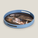 Pearl Earrings Blue Printed Serving Tray