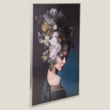 Floral Woman Blue Framed Canvas