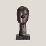 Modernist Head Antique Grey & Brass Sculpture