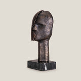Modernist Head Antique Grey & Brass Sculpture
