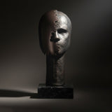 Modernist Head Antique Grey & Brass Sculpture